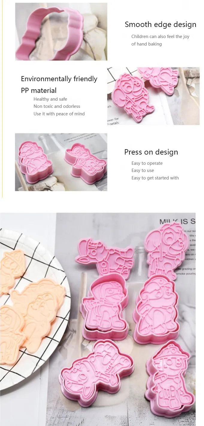 Cake Cookie Paw Patrol Cutters Plastic DIY 3D Baking Mould Cookies Cutter Set Cartoon Puppy Biscuit Baking Tool Decoration Tools