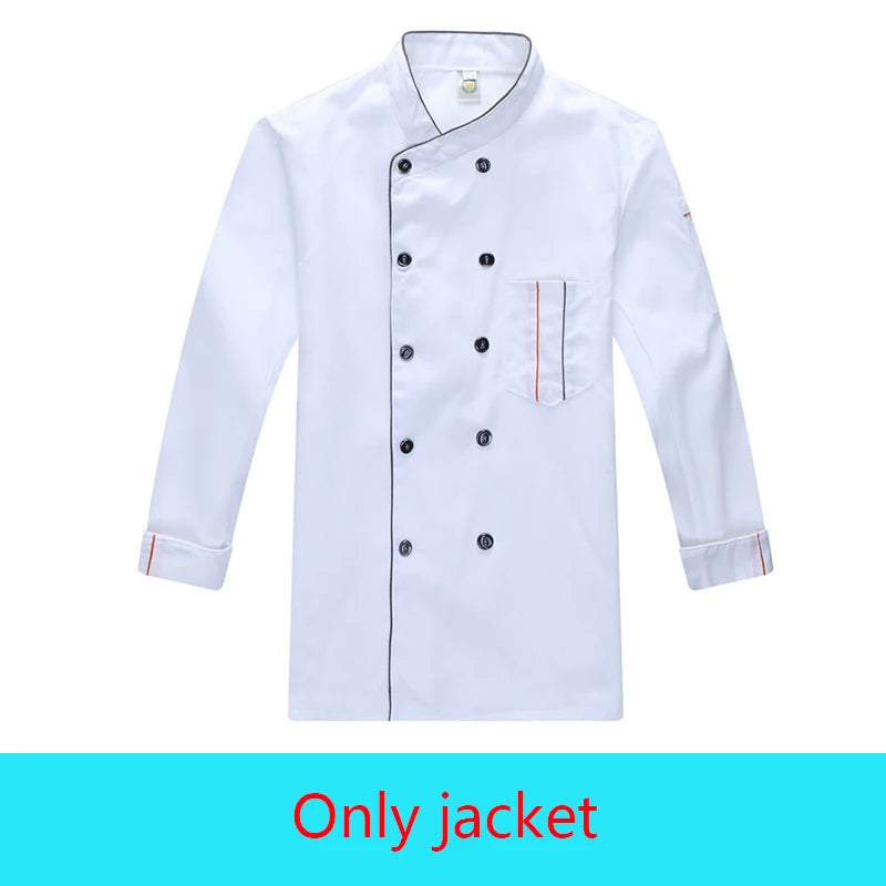 Winter Chef Clothes Restaurant White Kitchen Uniform Hotel Men's Kitchen Jacket Bakery Apron for Waitress Cafe Waiter Hat