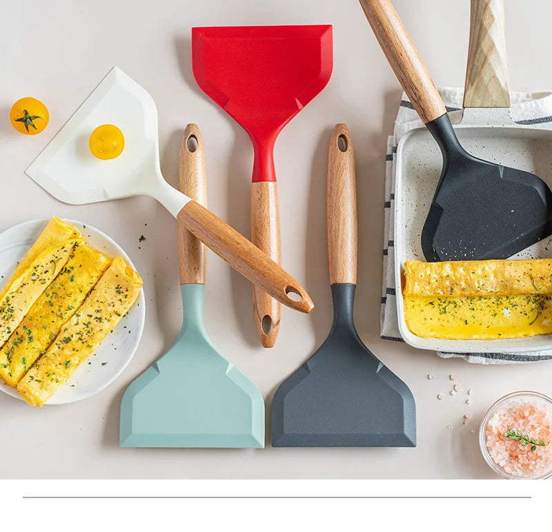 Non-stick Silicone Spatula Wide Mouth Yuzi Burning Omelette Pancakes Fried Eggs Shovel Kitchen Accessories Cooking Gadgets