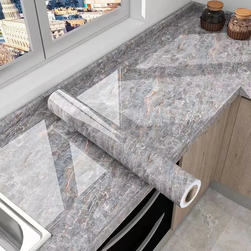 40cm Marble Kitchen Oil-Proof Film Stove Waterproof Moisture-Proof Self-Adhesive Wall Stickers Contact Paper For Decorative Film