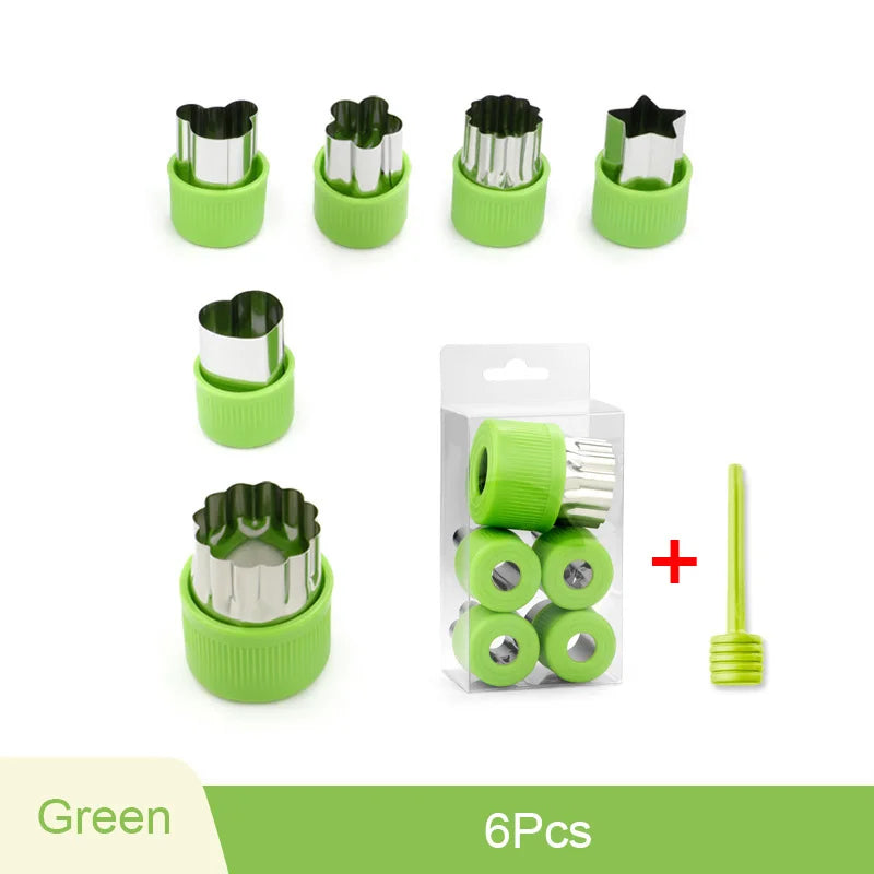 6/8/10Pcs Heart/Flower Shape Vegetables Cutter Plastic Handle Cookie Cutters Sandwiches Cutter Stainless Steel Fruit Cutting Die
