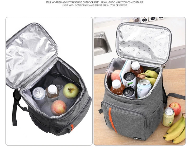 18L Portable Thermal Lunch Bag Food Box Durable Waterproof Cooler Ice Insulated Case BBQ Camping Oxford Dinner Backpacks Icebox