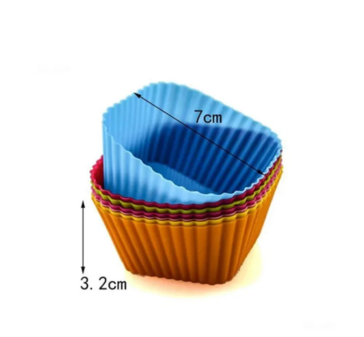 6/12PCS Silicone Muffin Mold Round Muffin Cup Heart Cake Baking Mold Kitchen Cooking Supplies Cake Decorating Tools