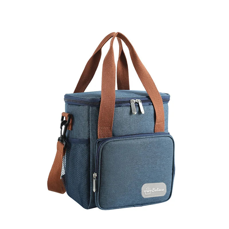 1pc Outdoor thickened lunch box bento bag with high square insulation outdoor fresh-keeping lunch bag can be carried by hand