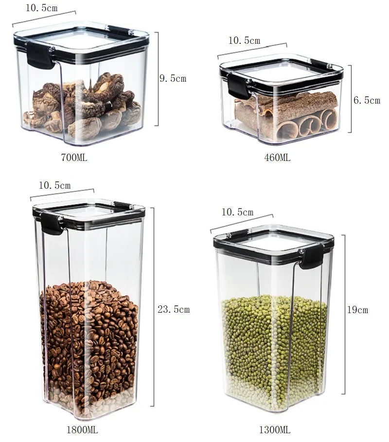 Sealed Can Kitchen Storage Box Transparent Food Can Freshness Preservation New Transparent Container Moisture Proof Storage Box