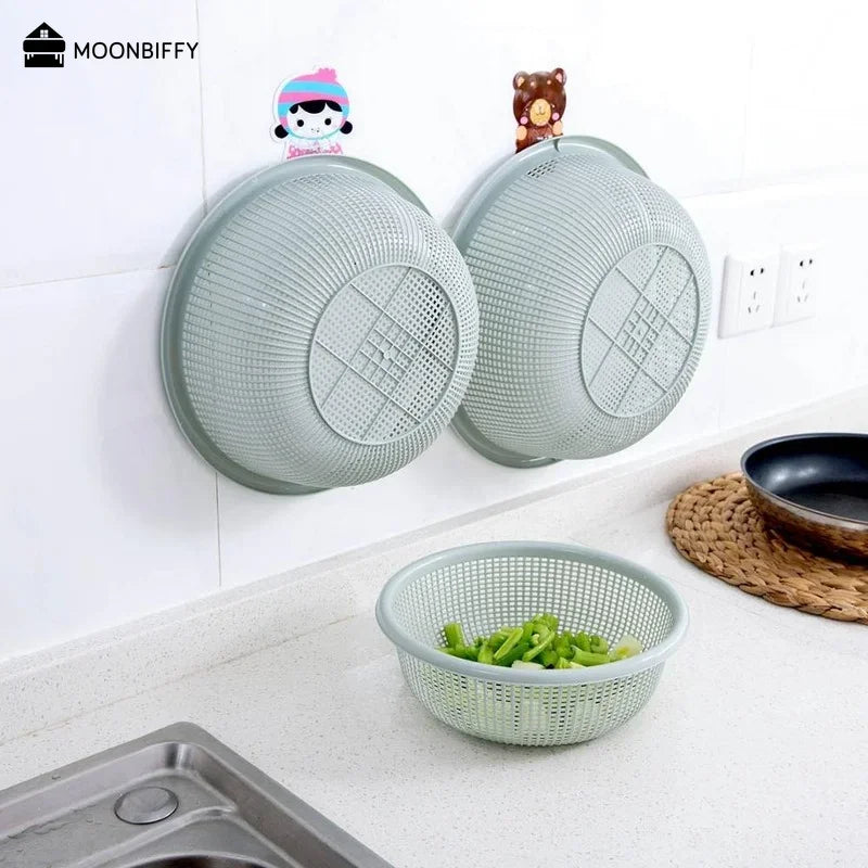 3 In 1 Round Shape Fruit Vegetable Noodles Washing Basket Drainer Plastic Home Kitchen Organizer Storage Baskets Filters Basin
