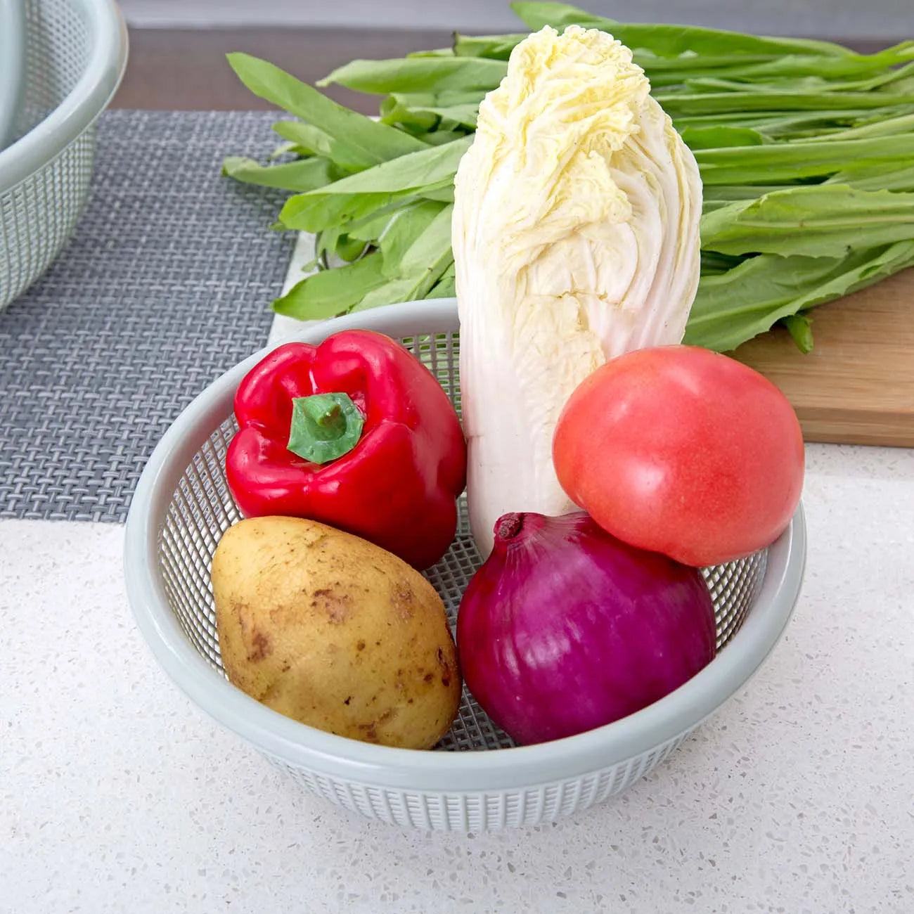 3 In 1 Round Shape Fruit Vegetable Noodles Washing Basket Drainer Plastic Home Kitchen Organizer Storage Baskets Filters Basin