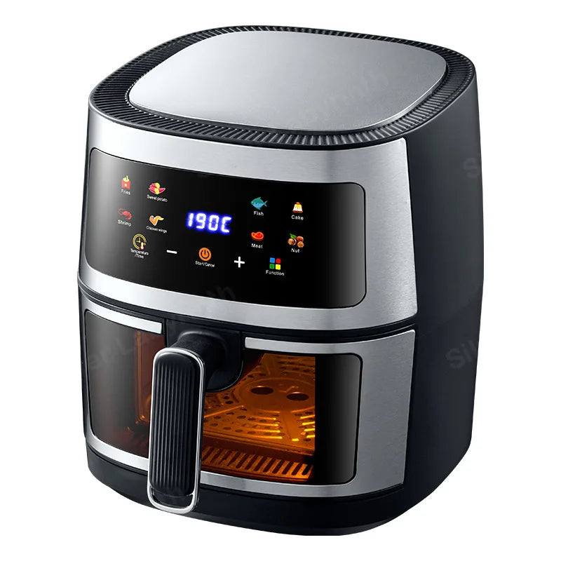 Large Capacity Stainless Steel Air Fryer 110v220v Multifunctional Intelligent 8L Visual Air Fryer