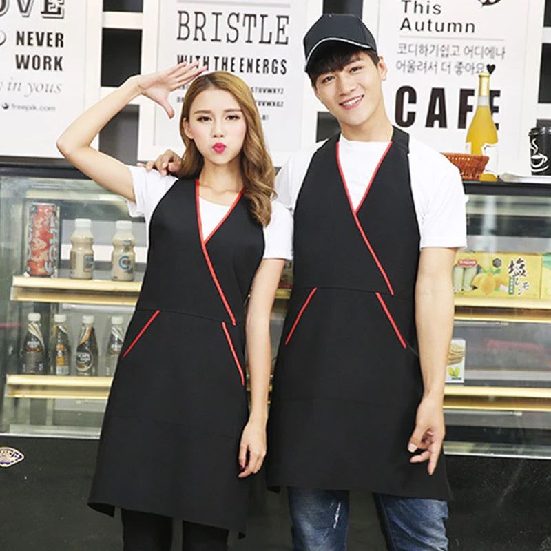 Unisex Cooking Apron Hotel Cafe Milk Tea Shop Work Apron Chef Waiter Barbecue Hairdresser Pocket Apron Kitchen Supplies