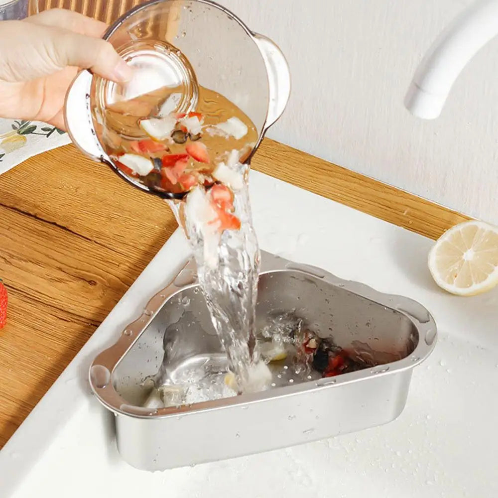Kitchen Triangular Sink Filter Triangle Design Storage Rack For Kitchen Sink Basket For Sink Food Strainer Stainless Steel For