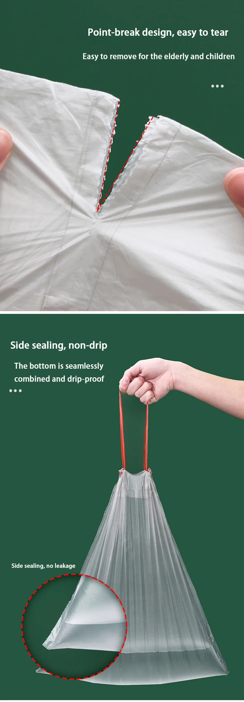 Nymph Large Drawstring Closing Garbage Bags Household Portable Disposable Garbage Storage Supplies Kitchen Thickening Trash Bags