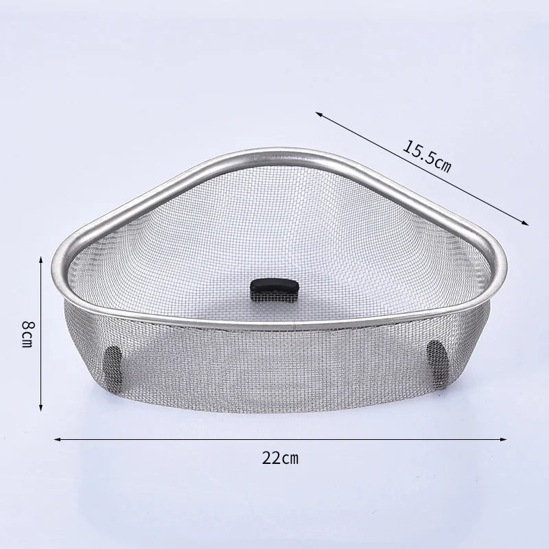 Stainless Steel Kitchen Sink Drain Basket Kitchen Shelf Rack Drainier Triangle Food Vegetables Peel Egg Filter Storage Organizer
