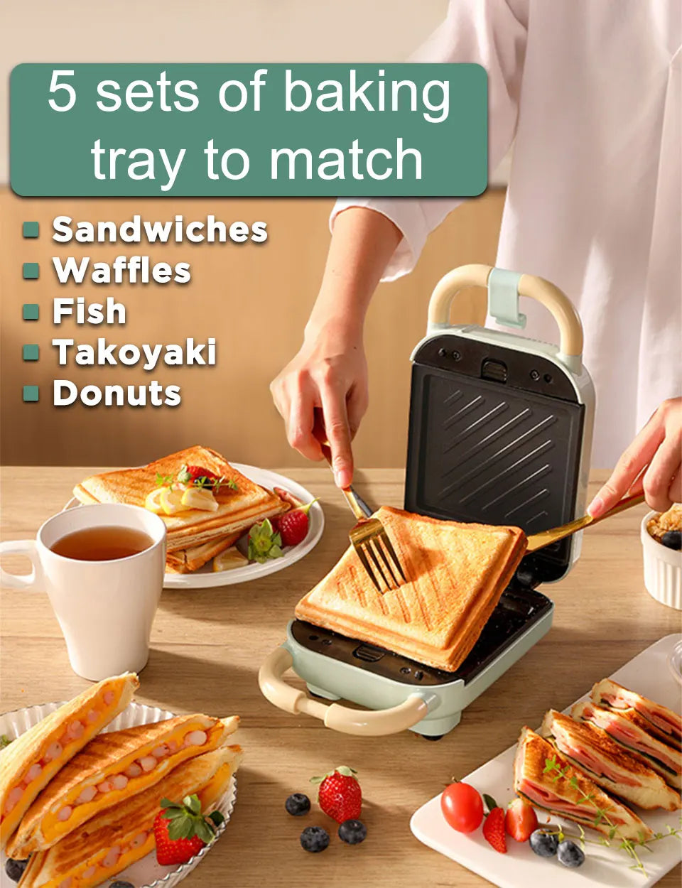 Mini Sandwich Machine Breakfast Maker Multi Cookers Toasters Electric Ovens Hot Plates Bread Pancake Waffle Donuts