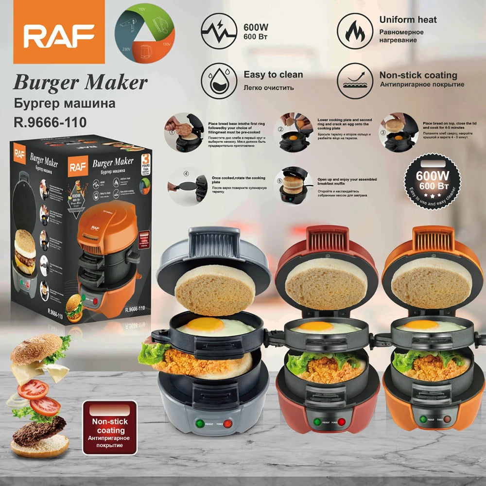 Electric Burger Sandwich Maker 600W Bread Grill Baking Toaster Bread Machine for Breakfast Home Kitchen Pancake Pan 220V EU 토스트기