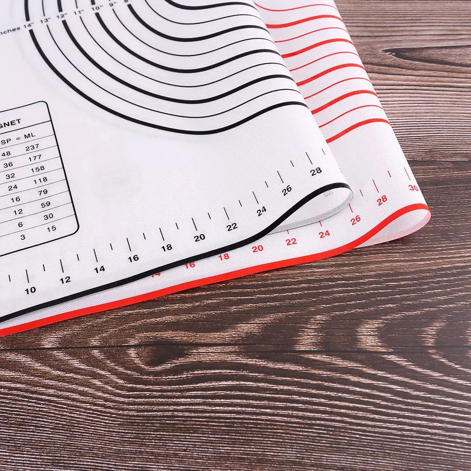 Black And Red Kneading Dough Mat Silicone Baking Mat Pizza Cake Dough Maker Kitchen Cooking Grill Gadgets Bakeware