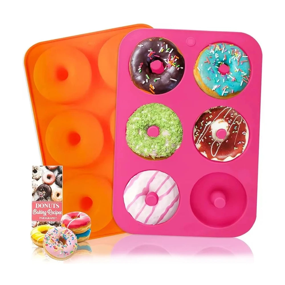 Heat Resistant Silicone Donut Mold for 6 Doughnuts Food Grade Silicone Bagels Pan for Baking Non Stick Mini Cupcake Mould