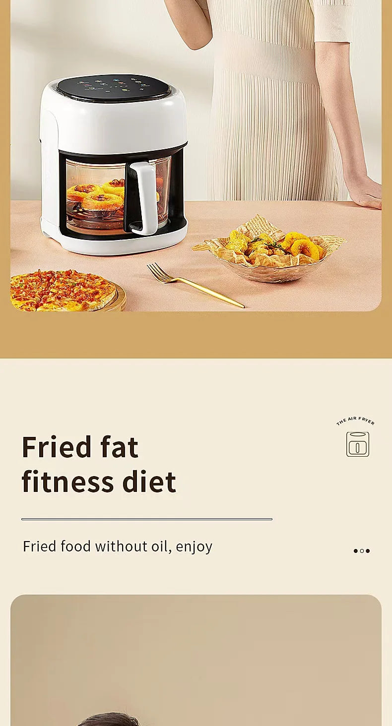 Large Capacity Stainless Steel Air Fryer 110v220v Multifunctional Intelligent 8L Visual Air Fryer