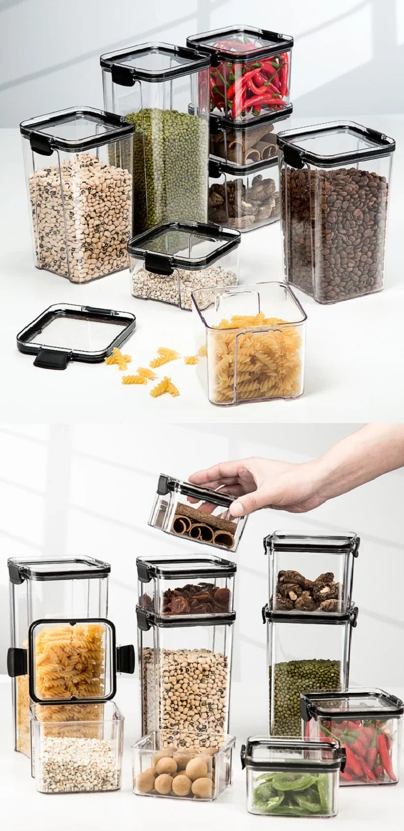 Sealed Can Kitchen Storage Box Transparent Food Can Freshness Preservation New Transparent Container Moisture Proof Storage Box