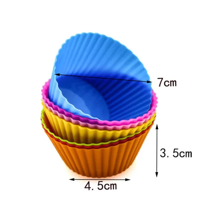 6/12PCS Silicone Muffin Mold Round Muffin Cup Heart Cake Baking Mold Kitchen Cooking Supplies Cake Decorating Tools