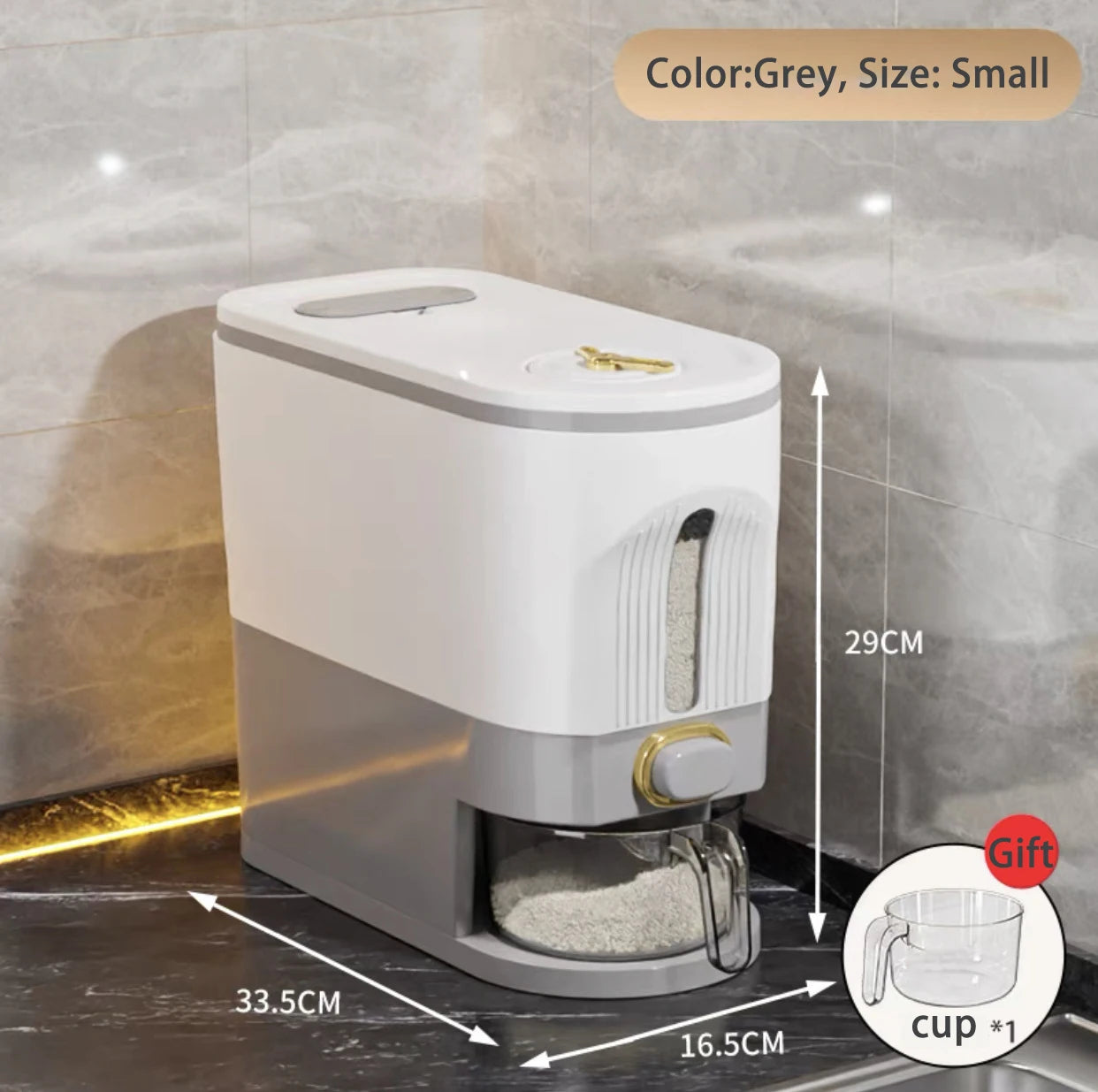 Large Capacity Airtight Rice Grain Storage Container Moisture-Proof, Insect-Resistant Kitchen Organizer For Rice, Flour, Beans