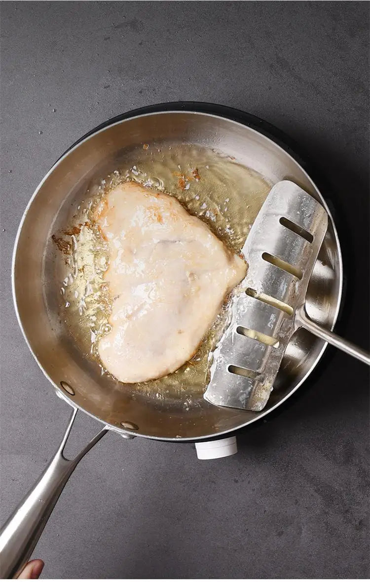 24CM Frying Pan 304 Stainless Steel 2MM Thick Wok Pan 5 Ply Steel Skillet,Professional Grade Pans for Cooking Cooking Pot
