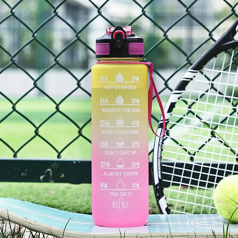 Large Capacity Fashion Gradient Plastic Cup Outdoor Sports Kettle Portable Handle Male and Female Students Bounce Sippy Cup