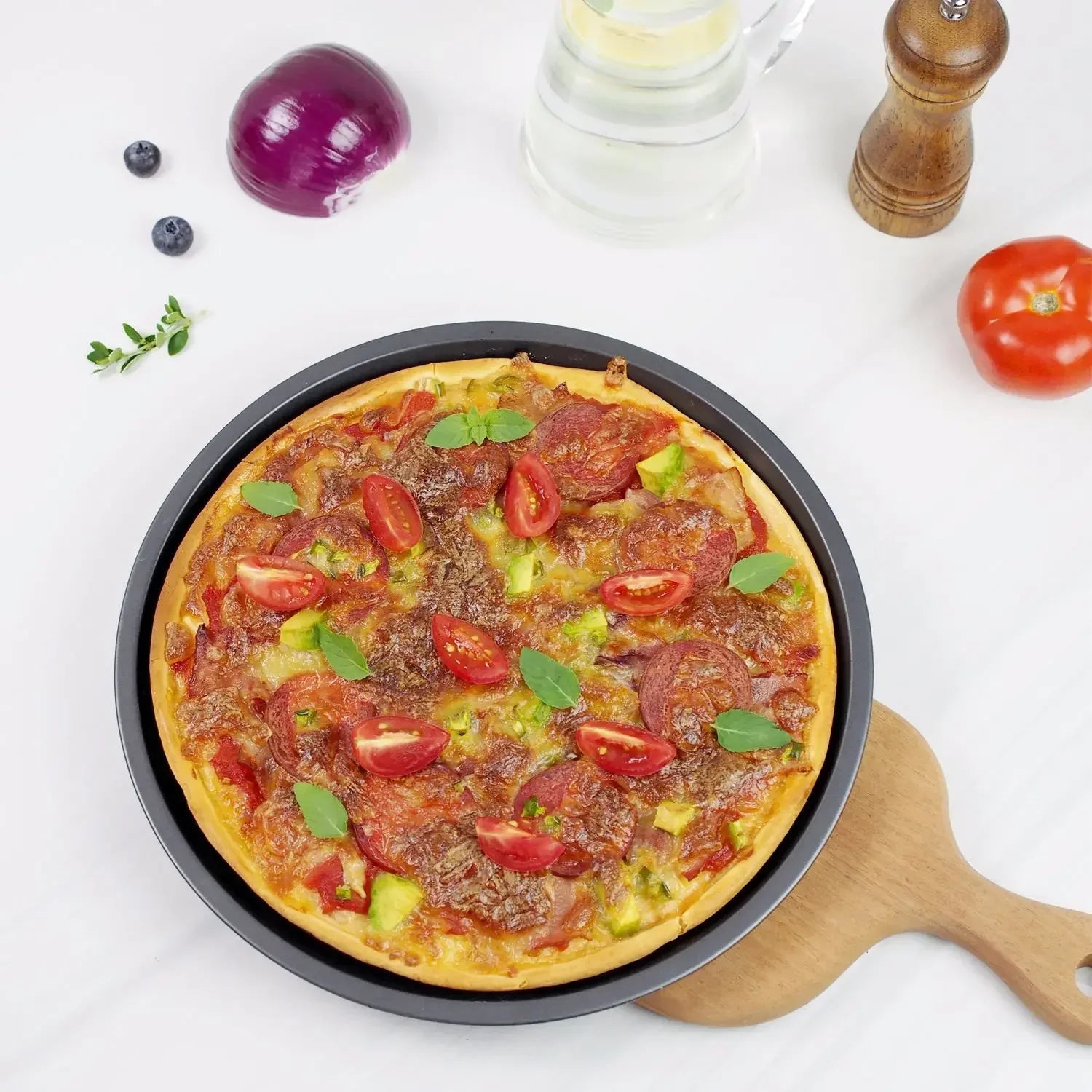 Baking Tray Carbon Steel Pizza Tray with Holes (non-stick) Baking Tray with Holes Cooking Tray Dish Rack Baking Tools