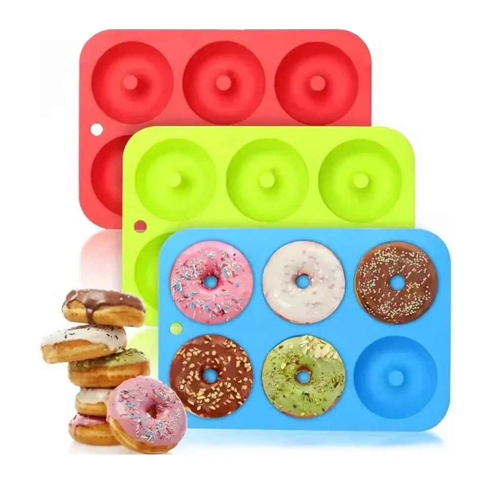 Heat Resistant Silicone Donut Mold for 6 Doughnuts Food Grade Silicone Bagels Pan for Baking Non Stick Mini Cupcake Mould