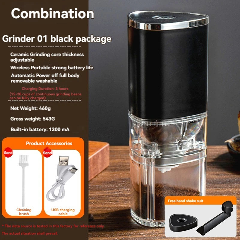 Custom logo Small portable mini home kitchen coffee grinder machine mill automatic USB charging electric coffee grinder