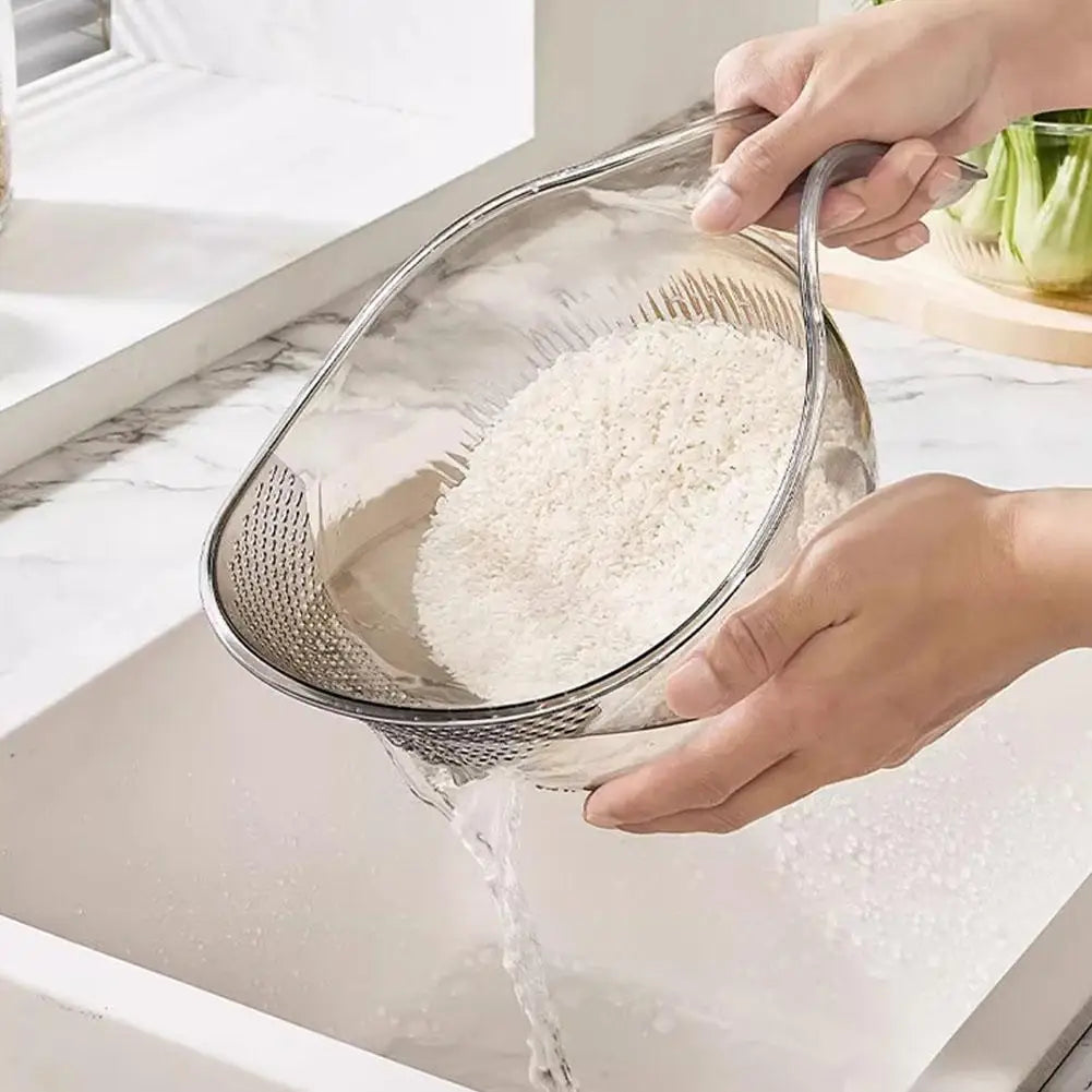 Kitchen Washing Gadget Rice Washing Filter Rice Rinsing with Handle Bason Sink Basin Basket Fruit Washing Drain Dish Househ D7I7