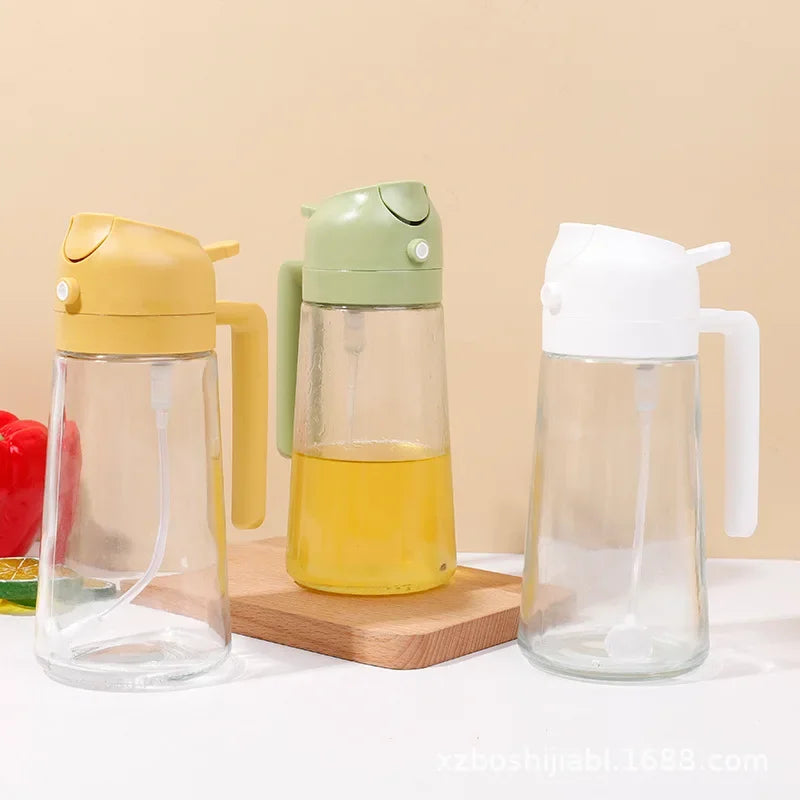 2in1 470ml Glass Spray Oil Sprayer Bottle Spray Oil Dispenser Oil Jar Cruet BBQ Kitchen Baking Roasting Picnic Kitchen Tool