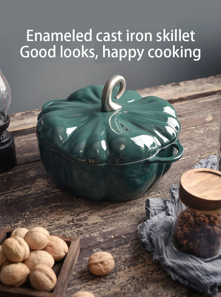 Pumpkin Enamel Stew Sets of Pot and Pans Iron Casserole Pots for Kitchen Glass Pan for Cooking Kitchenware Set Non Stick Food