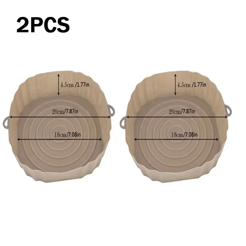 Silicone Air Fryer Pan Basket Reusable Airfryer Tray Oven Baking Silicone Liner Pot Mold for Pizza Fried Chicken BBQ Baking