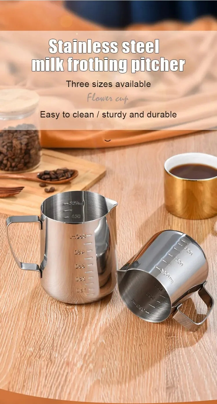Coffee Milk Frother, Latte Art Frother, Stainless Steel Measuring Cup, Espresso Barista Tool, Coffee Accessories