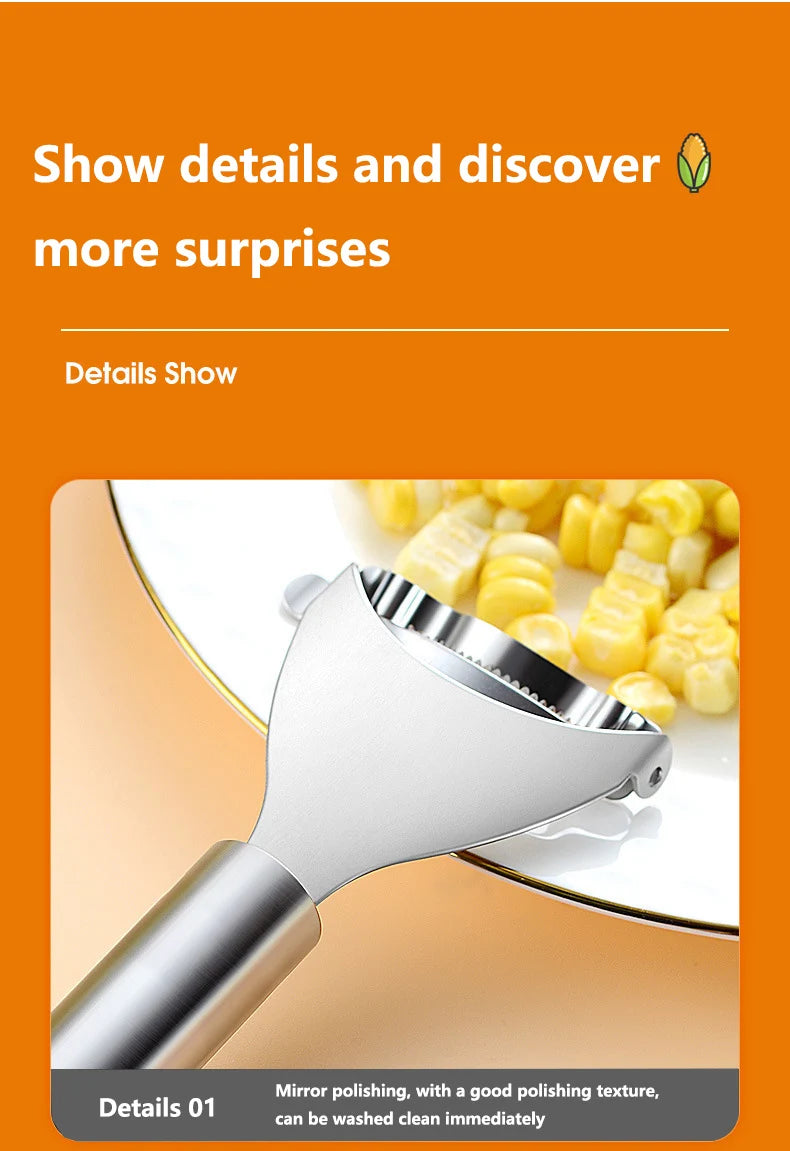 Stainless Steel Corn Planer Ergonomic Handle Corn Peeler Peel, Separate & Enjoy Fresh Corn with Minimal Effort