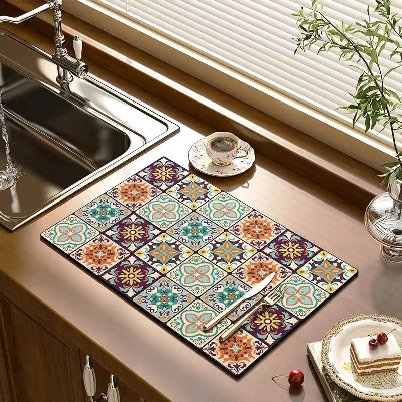 VIKAMA Diatomite Kitchen Decorative Mat Coffee Machine Mat Entryway Bathroom Sea Water Absorbent Dirt Resistant Floor Mat