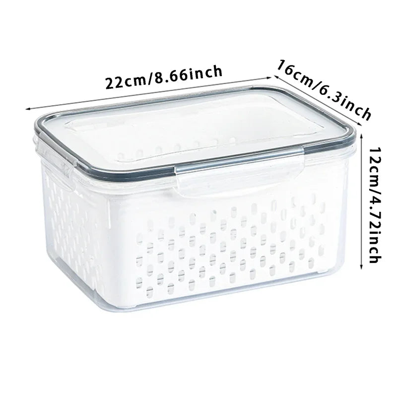 Refrigerator Storage Box Fridge Organizer Fresh Vegetable Fruit Boxes Drain Basket Storage Containers Pantry Kitchen Organizer