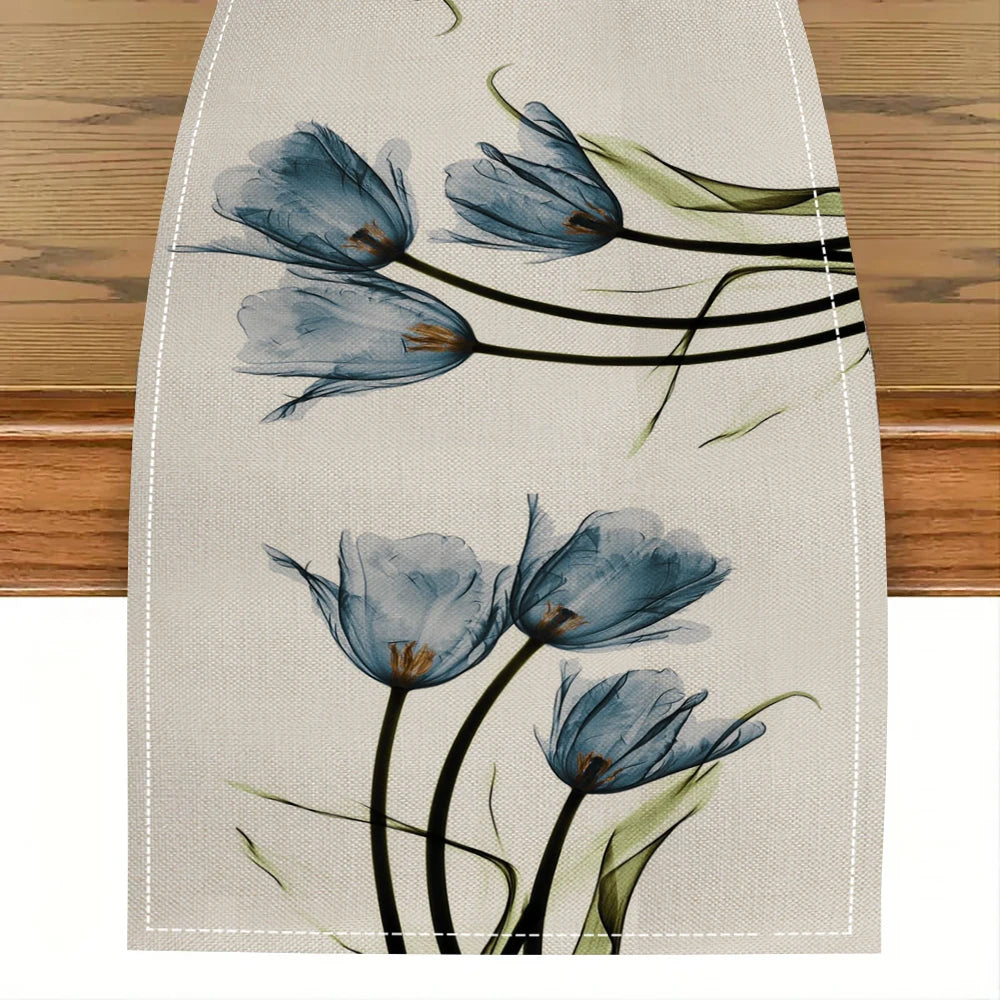 Tulip Linen Table Rustic Farmhouse Style Table Runner 13X70 Inch,Kitchen Dining Table Decoration for Indoor Outdoor Home