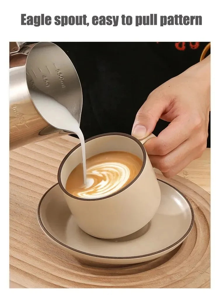 Coffee Milk Frother, Latte Art Frother, Stainless Steel Measuring Cup, Espresso Barista Tool, Coffee Accessories