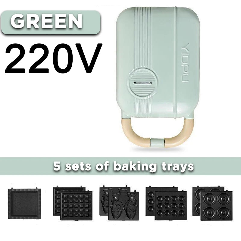 Mini Sandwich Machine Breakfast Maker Multi Cookers Toasters Electric Ovens Hot Plates Bread Pancake Waffle Donuts