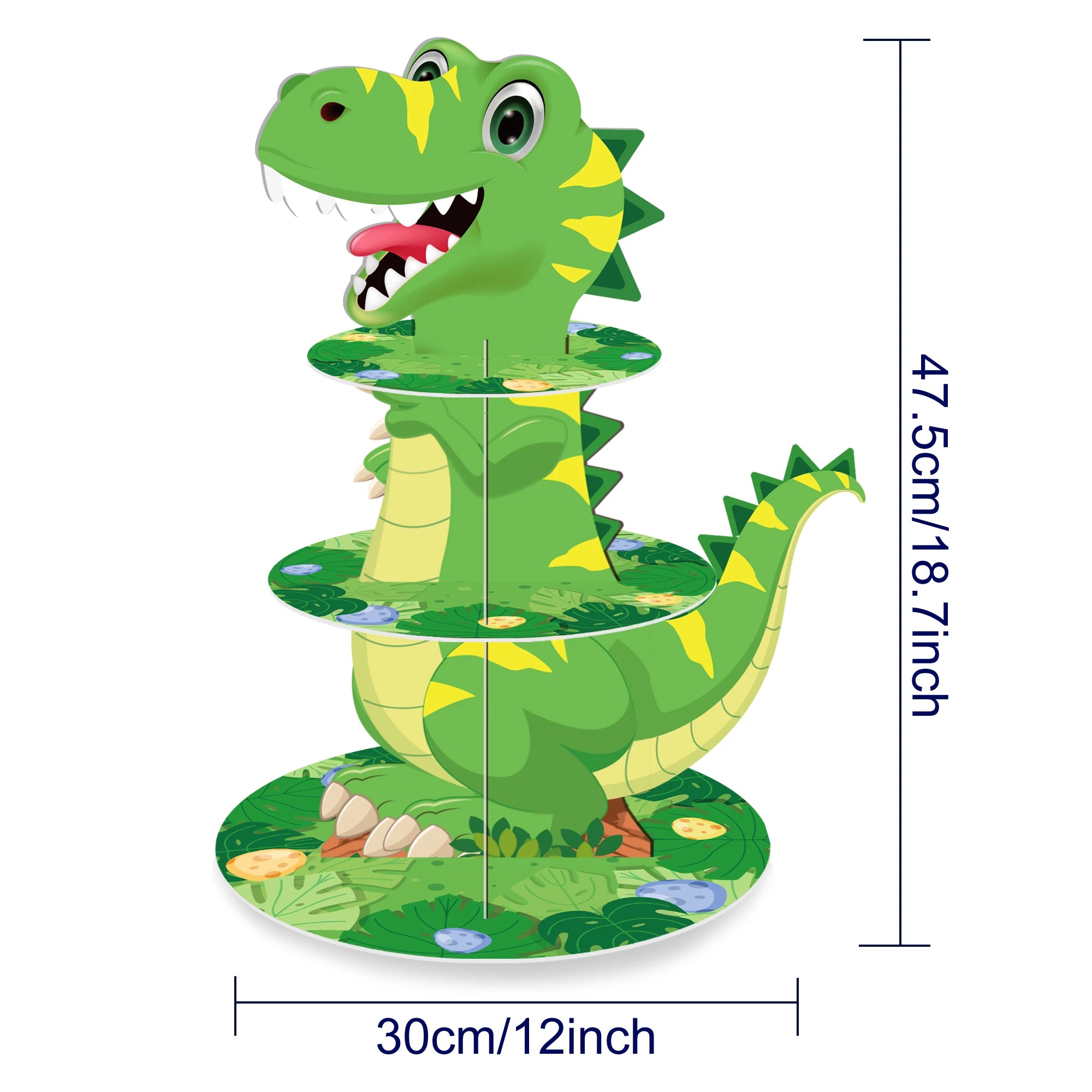 3 Tier Cartoon Dinosaur Party Cake Display Stand Jungle Animals Dessert Cupcake Rack Holder Kids Birthday Party Cake Tray Decor