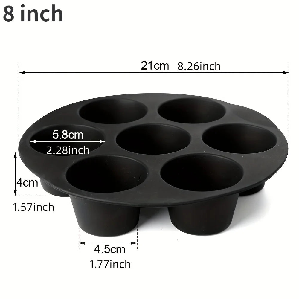 7 hole Silicone Cake Mold Airfryer Accessories Microwave Oven Baking Mold Food Grade Baking Cake Silicone Mold Baking Tools