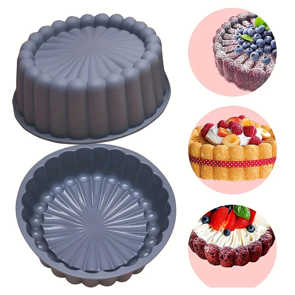 Round Silicone Charlotte Cake Pan Strawberry Shortcake Baking Pan Cakes Pan Sponge Flan Mold For Kitchen Bakingt Tools