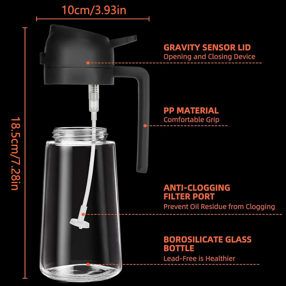 2in1 Glass Spray Oil Sprayer Bottle Spray Oil Dispenser Oil Jar Cruet BBQ Kitchen Baking Roasting Picnic Kitchen Tool