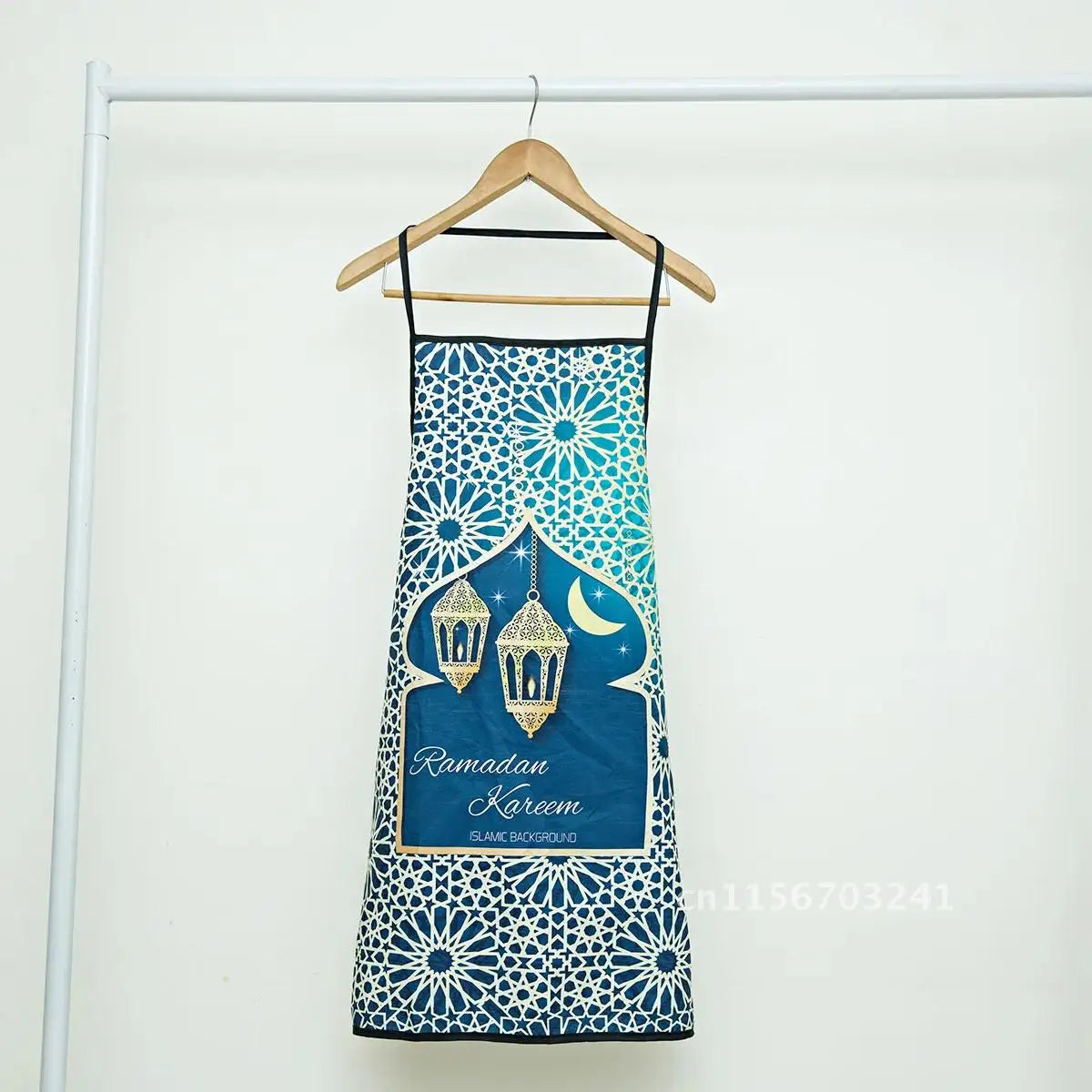 2pcs Apron Kitchen Ramadan Mubarak Pot Holder Mitt Happy Eid Al-Adha Iftar Muslim Islamic Kareem Friend Family Dinner Deco Gift