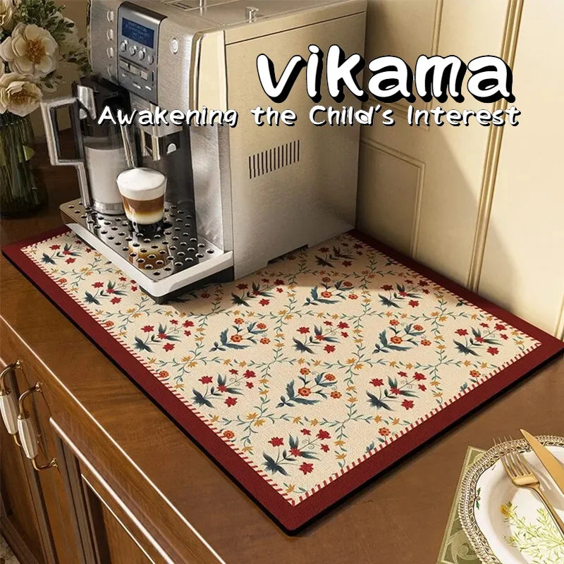 VIKAMA Diatomite Kitchen Decorative Mat Coffee Machine Mat Entryway Bathroom Sea Water Absorbent Dirt Resistant Floor Mat
